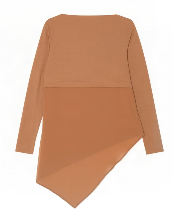 Zara Womens Asymmetric Tunic Top UK 12 Medium Beige