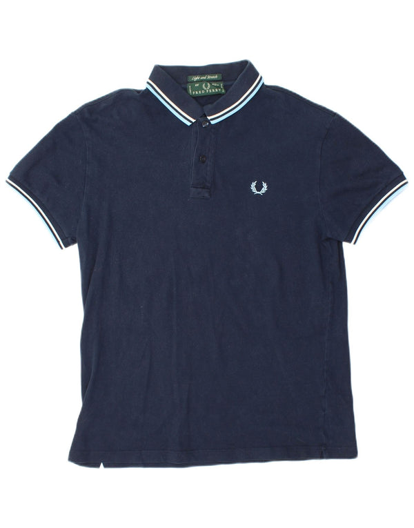 FRED PERRY Mens Polo Shirt Small Navy Blue Cotton
