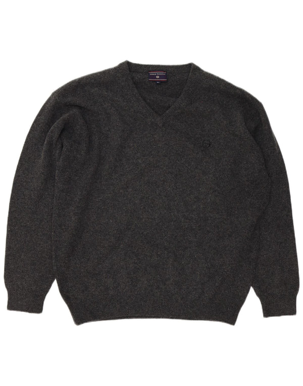 Sergio Tacchini Mens V-Neck Jumper Sweater XL Grey Wool