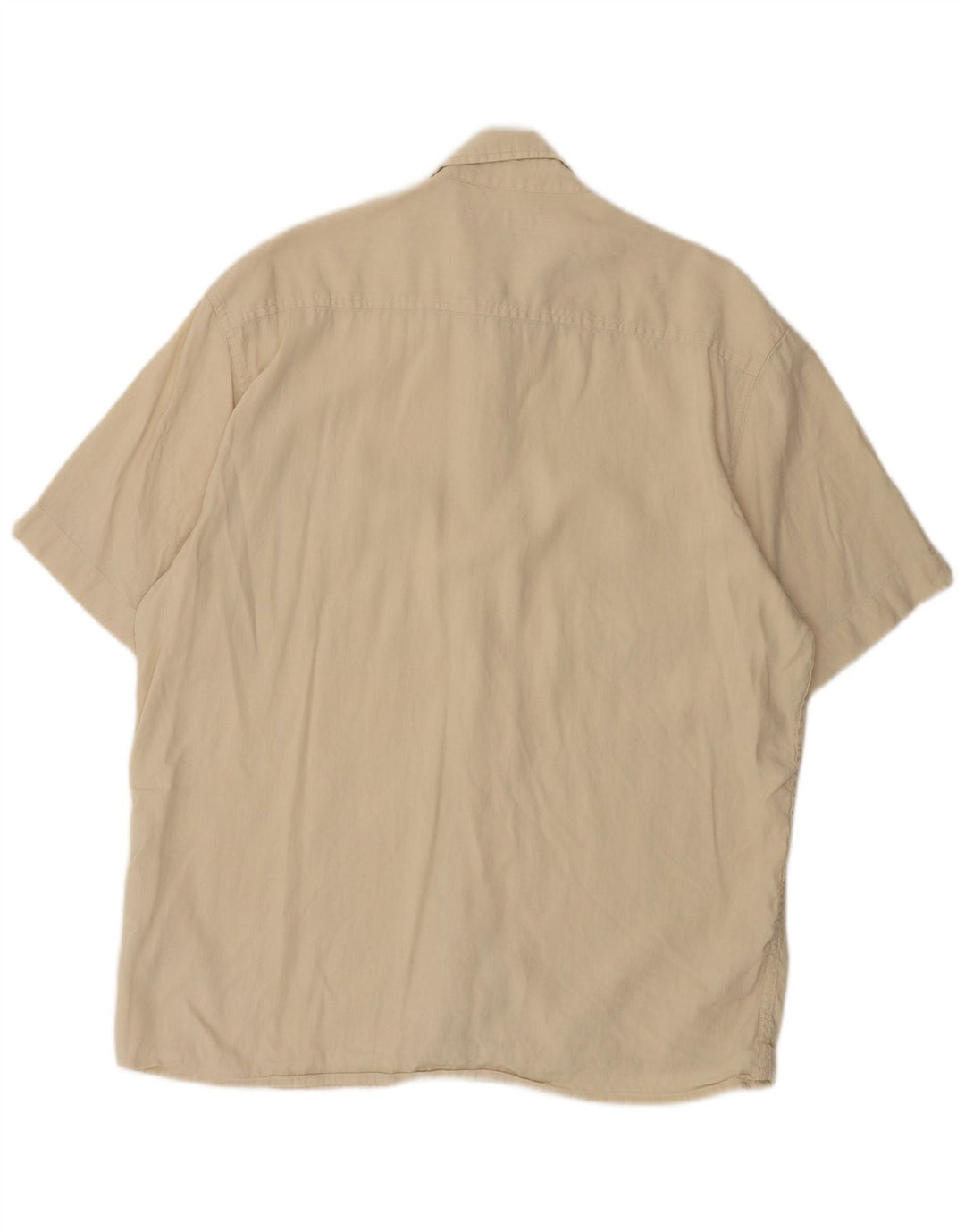 WRANGLER Mens Short Sleeve Shirt Large Beige Linen