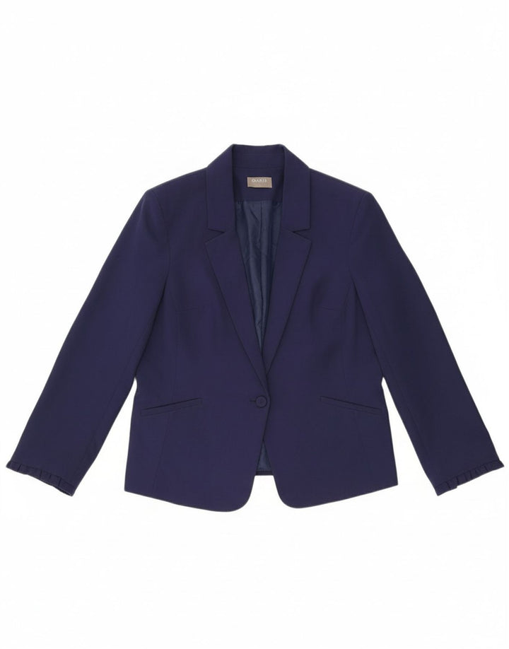 OASIS Womens 1 Button Blazer Jacket UK 12 Medium Navy Blue Polyester