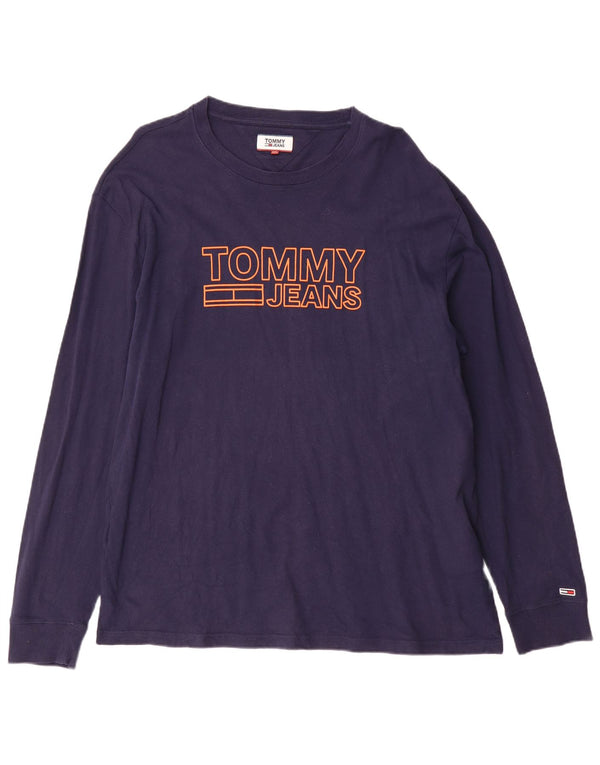 Tommy Hilfiger Mens Graphic Top Long Sleeve 2XL Navy Blue Cotton