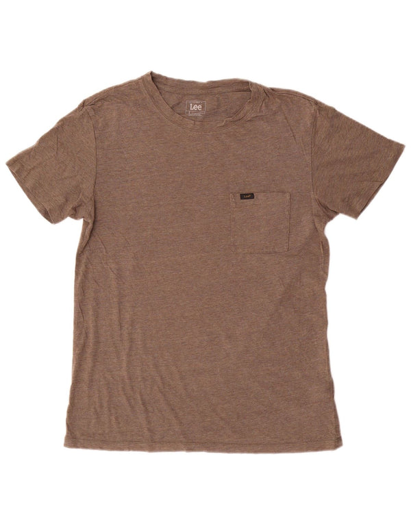 Lee Mens Slim Fit T-Shirt Top Small Brown Flecked Cotton