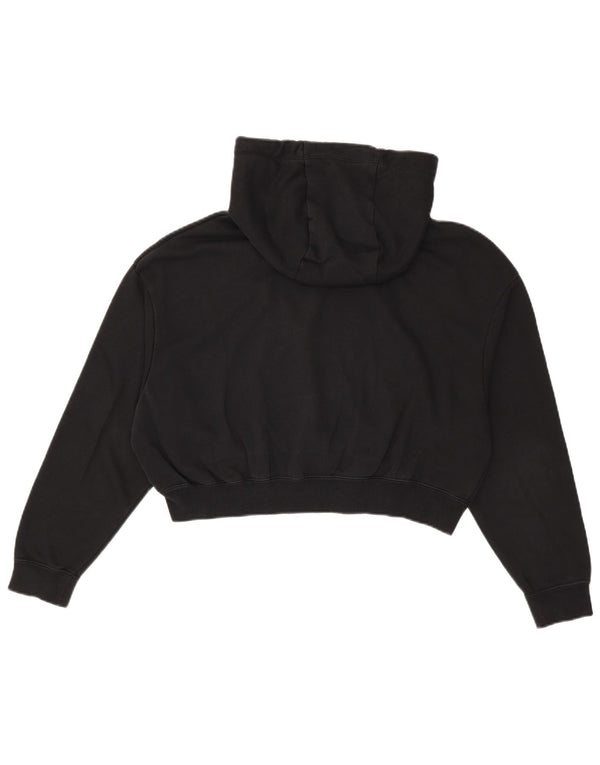 Nike Womens Oversized Graphic Crop Hoodie Jumper UK 10 Small Black Cotton