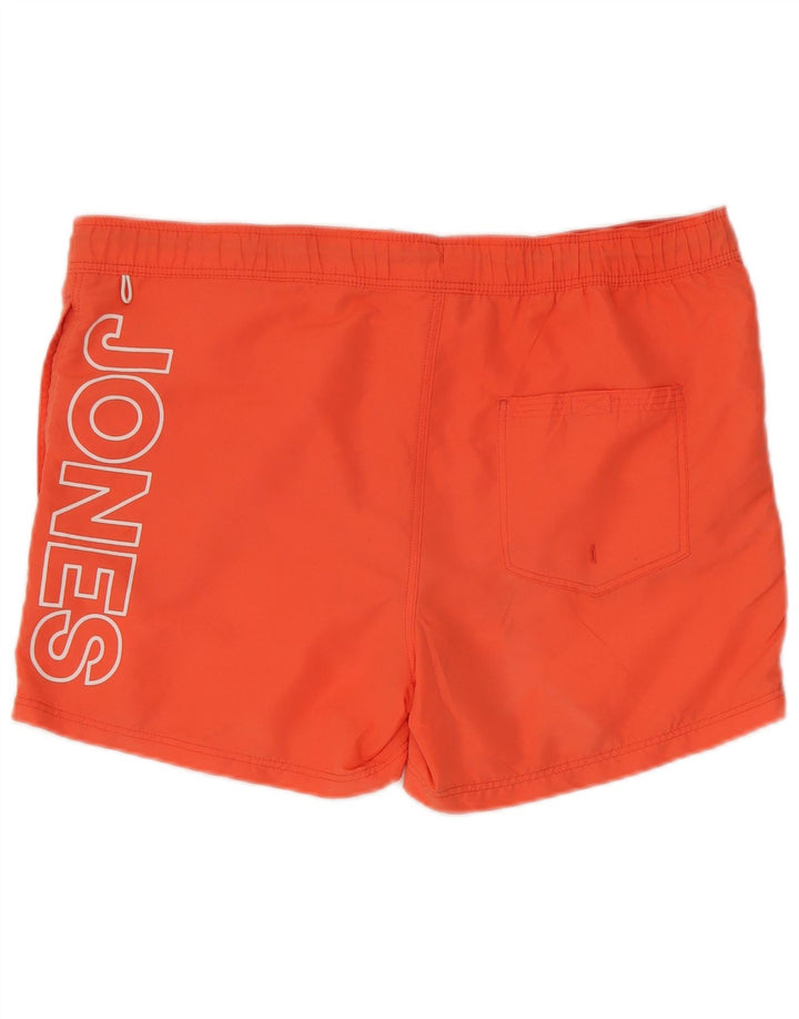 Jack & Jones Mens Graphic Swimming Shorts Large Orange Polyester