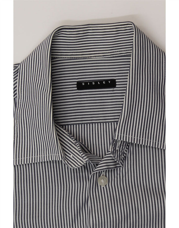 SISLEY Mens Shirt Medium Blue Pinstripe