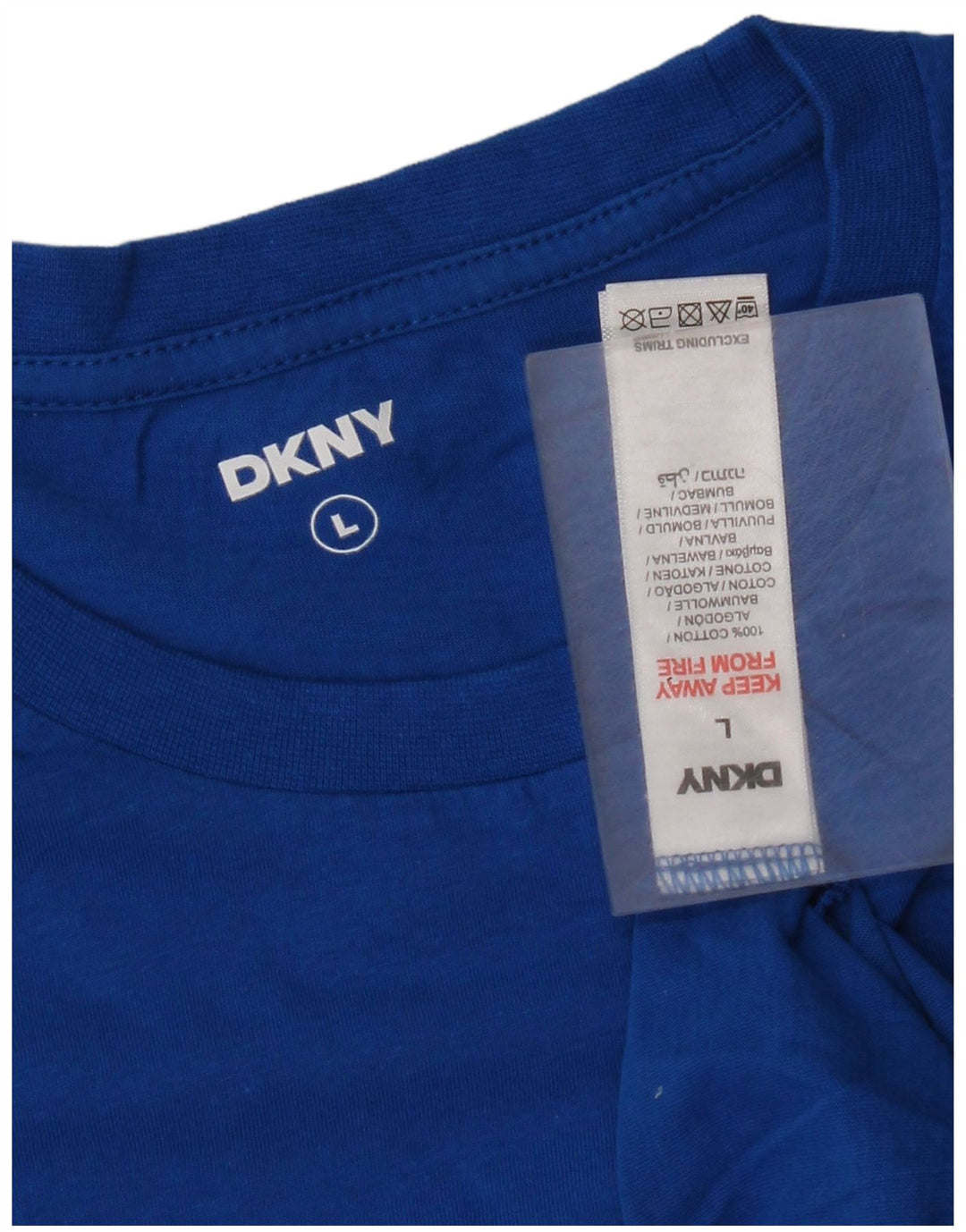 Dkny Womens T-Shirt Top UK 14 Large Blue Cotton