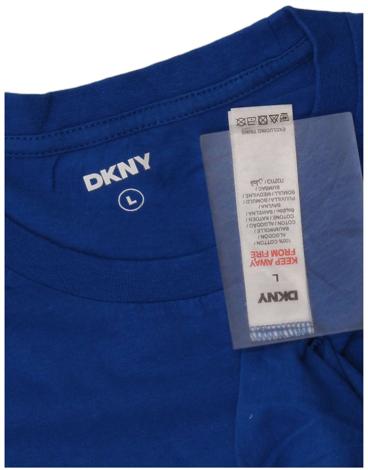 Dkny Womens T-Shirt Top UK 14 Large Blue Cotton