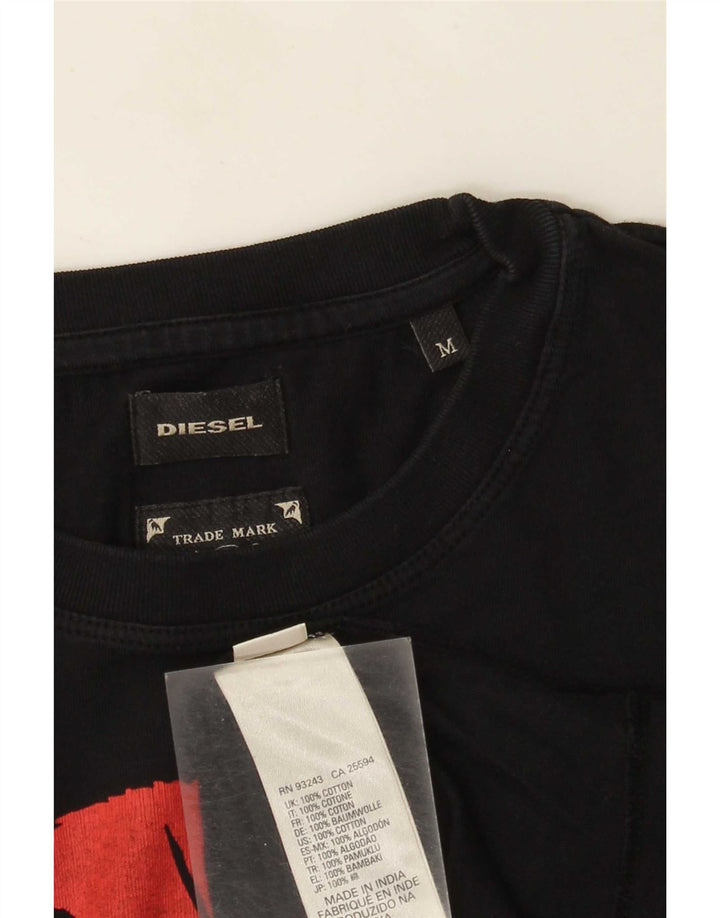 Diesel Mens Graphic T-Shirt Top Medium Black Cotton