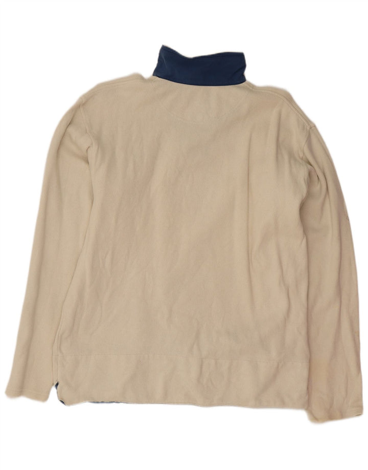 Sergio Tacchini Mens Zip Neck Top Long Sleeve Medium Beige Cotton