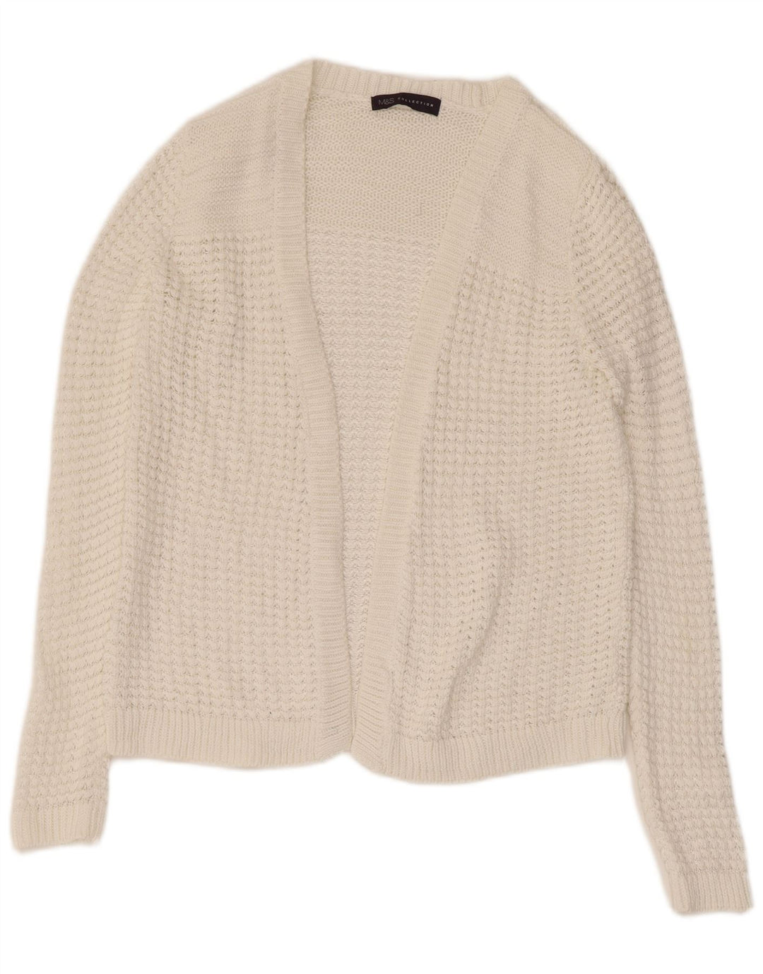 Marks & Spencer Womens Open Cardigan Sweater UK 8 Small White