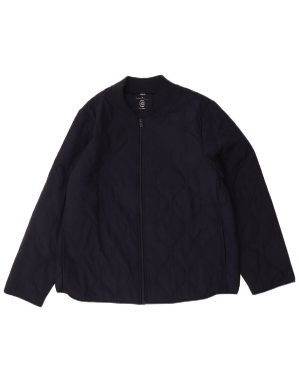Marks & Spencer Womens Quilted Jacket UK 14 Large Navy Blue Polyester