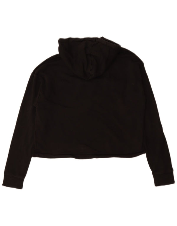 Puma Womens Crop Graphic Oversized Hoodie Jumper UK 10 Small Black Cotton