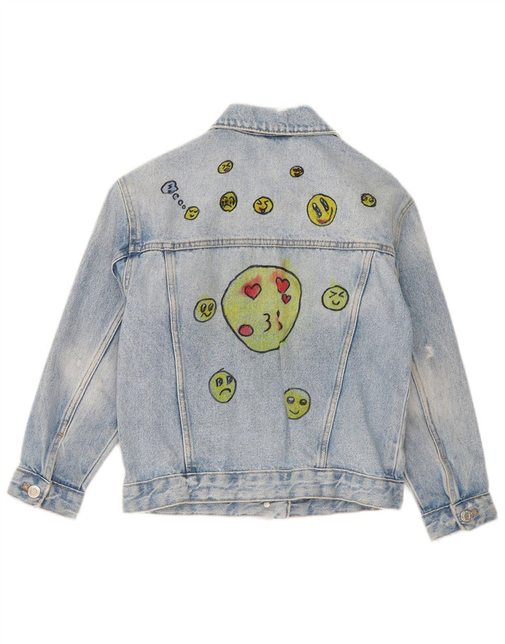 Zara Girls Graphic Denim Jacket 8-9 Years Blue