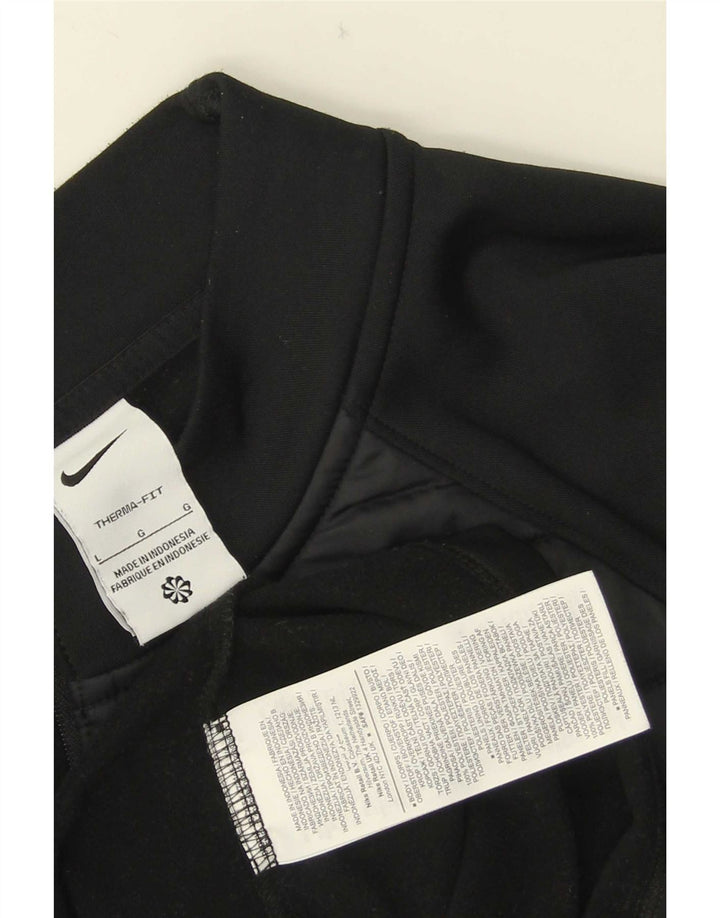 Nike Mens Therma-Fit Zip Neck Pullover Tracksuit Top Large Black Polyester