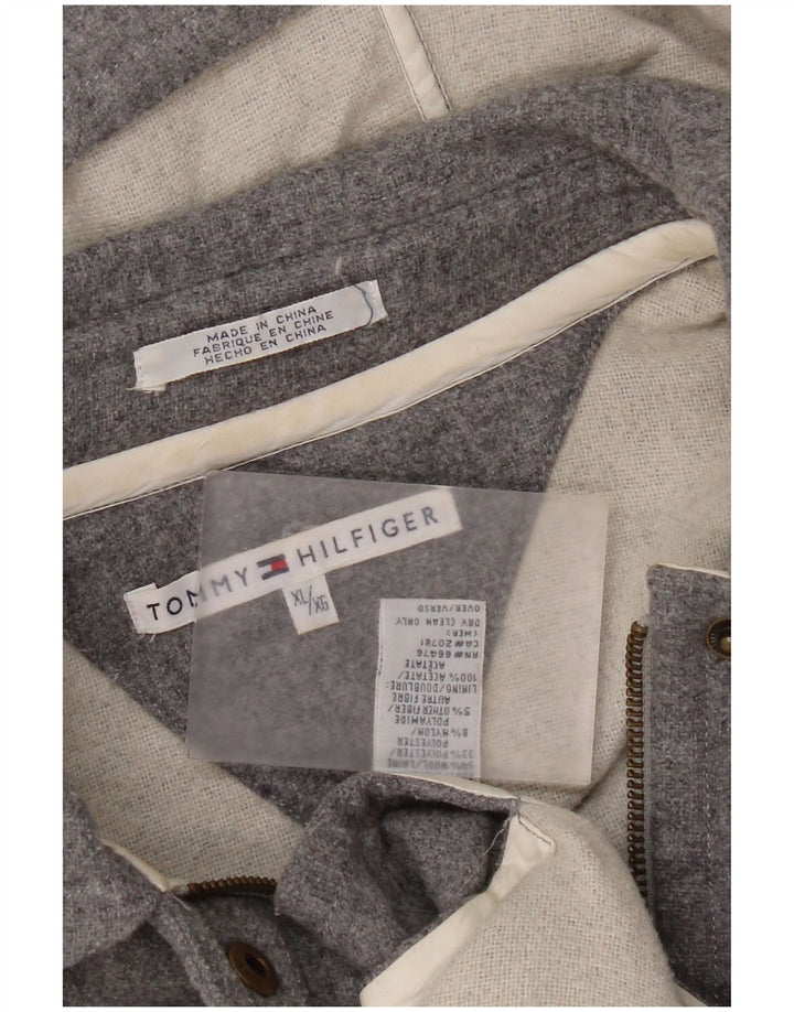 Tommy Hilfiger Womens Hooded Overcoat UK 18 XL Grey Wool