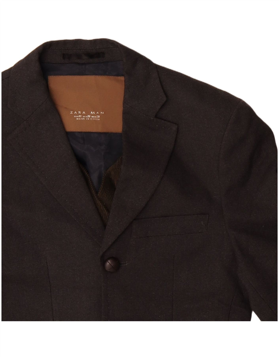 ZARA Mens 3 Button Blazer Jacket EU 48 Medium Grey Polyester