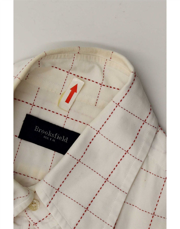 Brooksfield Mens Shirt Size 41 Large White Check Cotton
