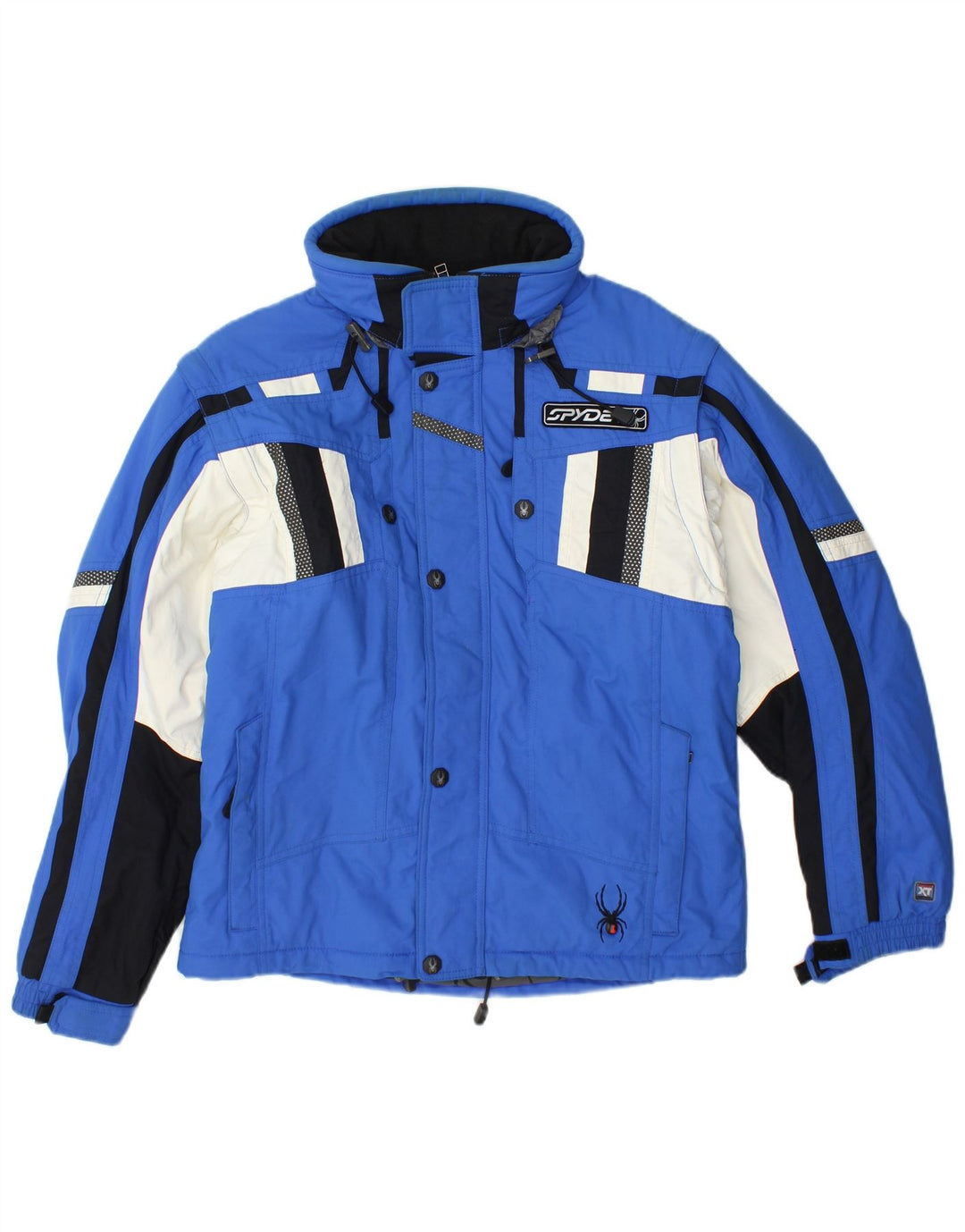 Spyder Boys Hooded Ski Jacket 15-16 Years XL Blue Colourblock Polyester