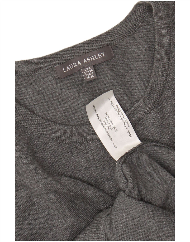 LAURA ASHLEY Womens Cardigan Sweater UK 8 Small Grey Cotton