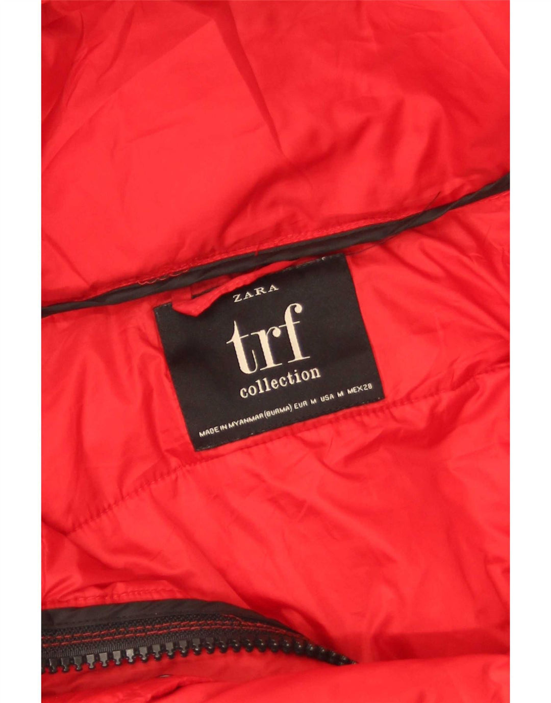 Zara Womens Trafaluc Hooded Oversized Padded Jacket UK 14 Medium Red