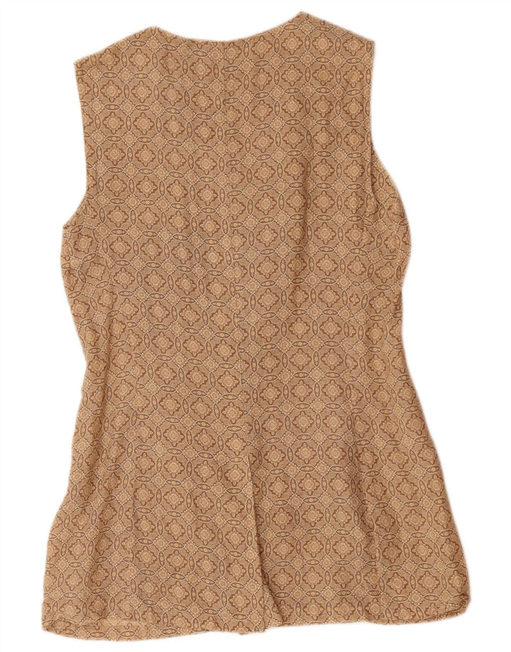 Sportmax Womens Sleeveless Blazer Jacket UK 12 Medium Brown Geometric