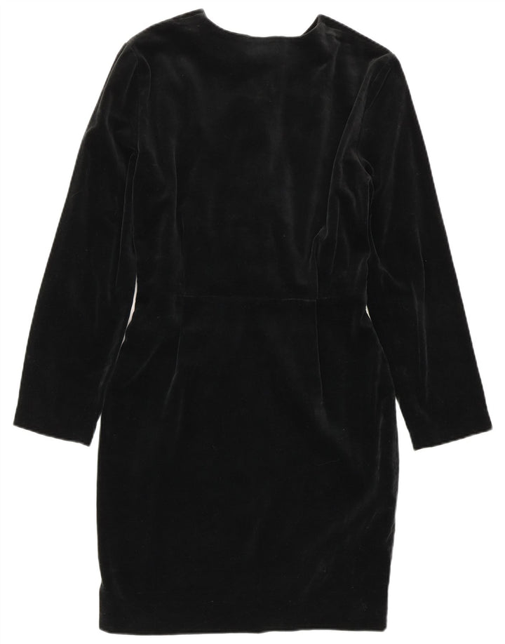 SISLEY Womens Velvet Sheath Dress UK 6 XS Black Cotton