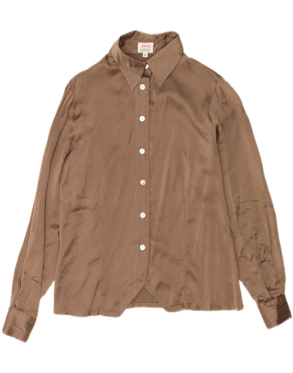 cherie Womens Shirt Blouse IT 42 Medium Beige Silk