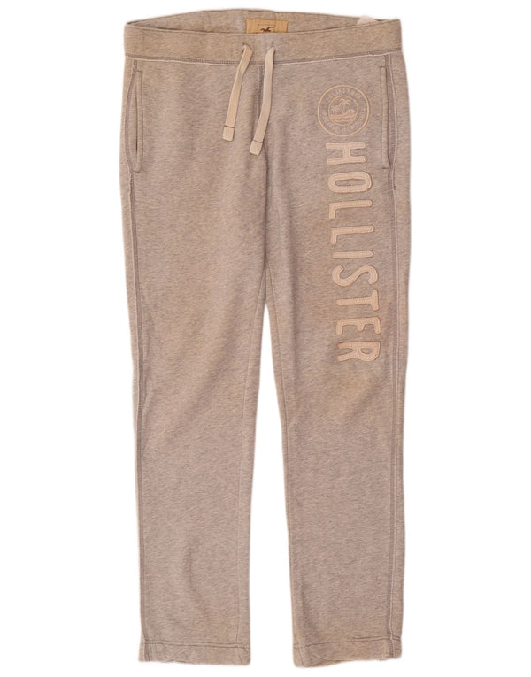 HOLLISTER Mens Graphic Tracksuit Trousers Small Beige Cotton