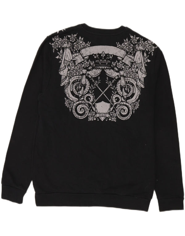 Zara Mens Graphic Sweatshirt Jumper Large Black Cotton