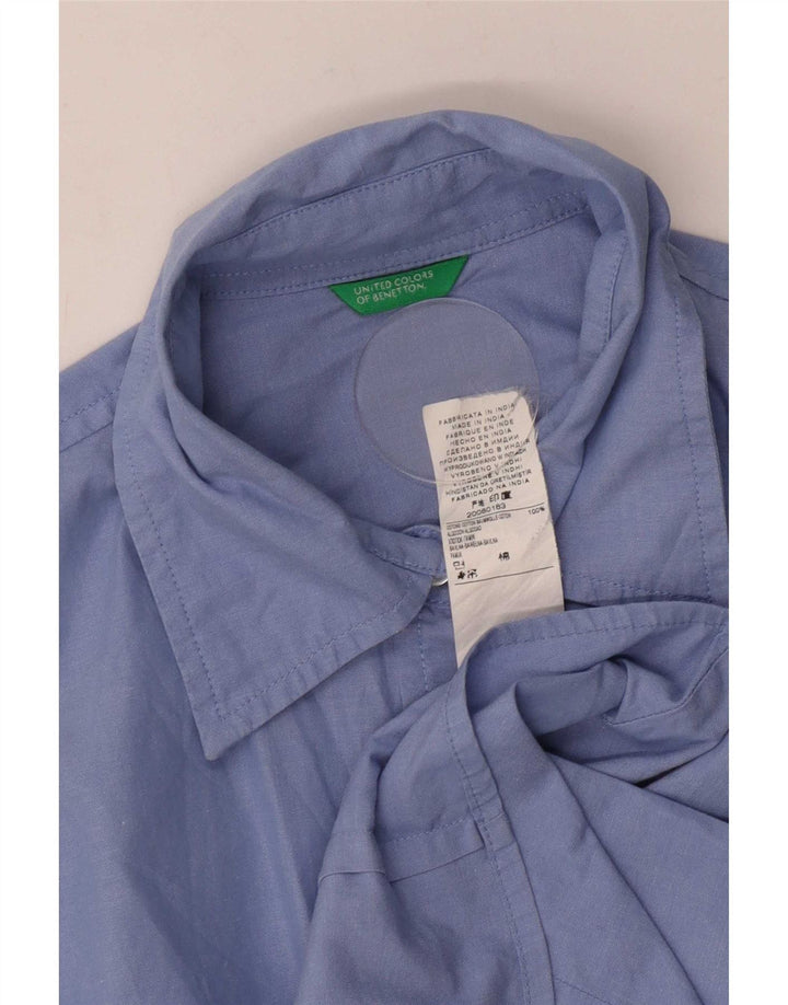 Benetton Womens Shirt UK 10 Small Blue Cotton