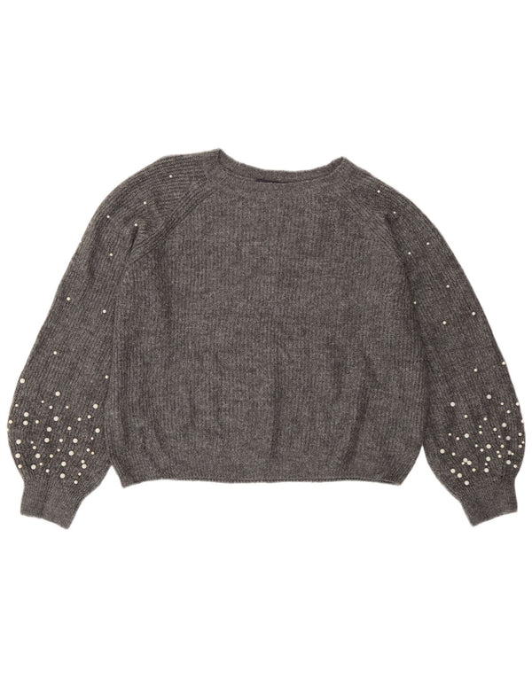 Marks & Spencer Womens Boat Neck Jumper Sweater UK 14 Medium Grey Flecked