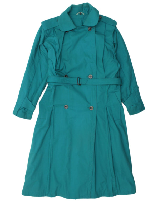 NINO Womens Trench Coat UK 14 Large Turquoise Polyester
