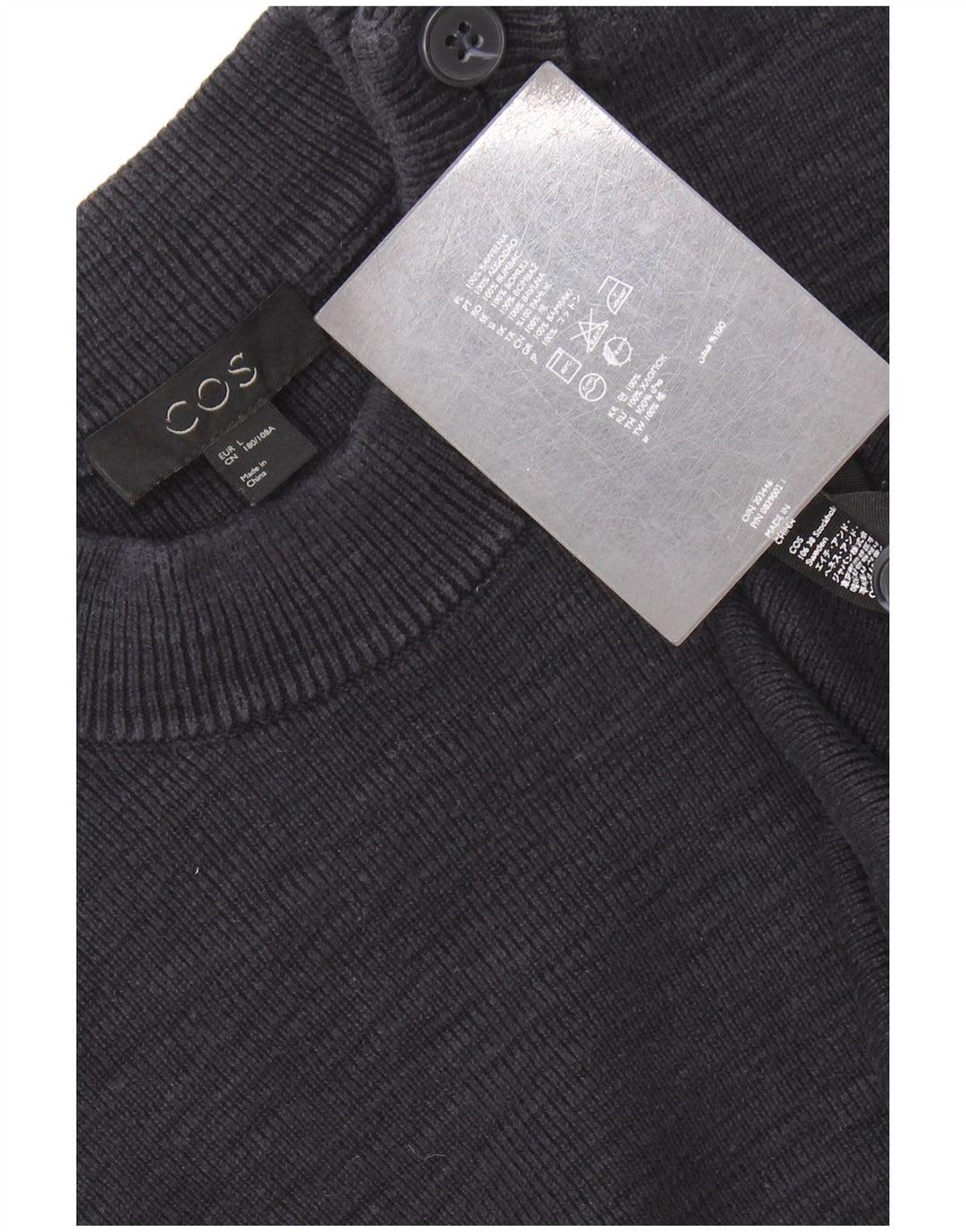 COS Mens Crew Neck Jumper Sweater Large Navy Blue Cotton