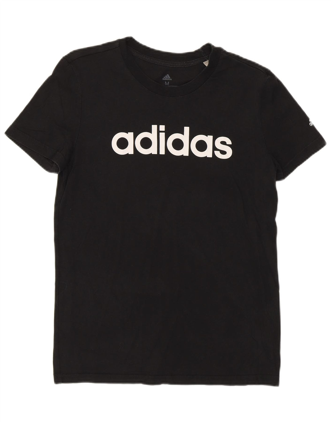 ADIDAS Womens Graphic T-Shirt Top UK 12/14 Medium Black Cotton