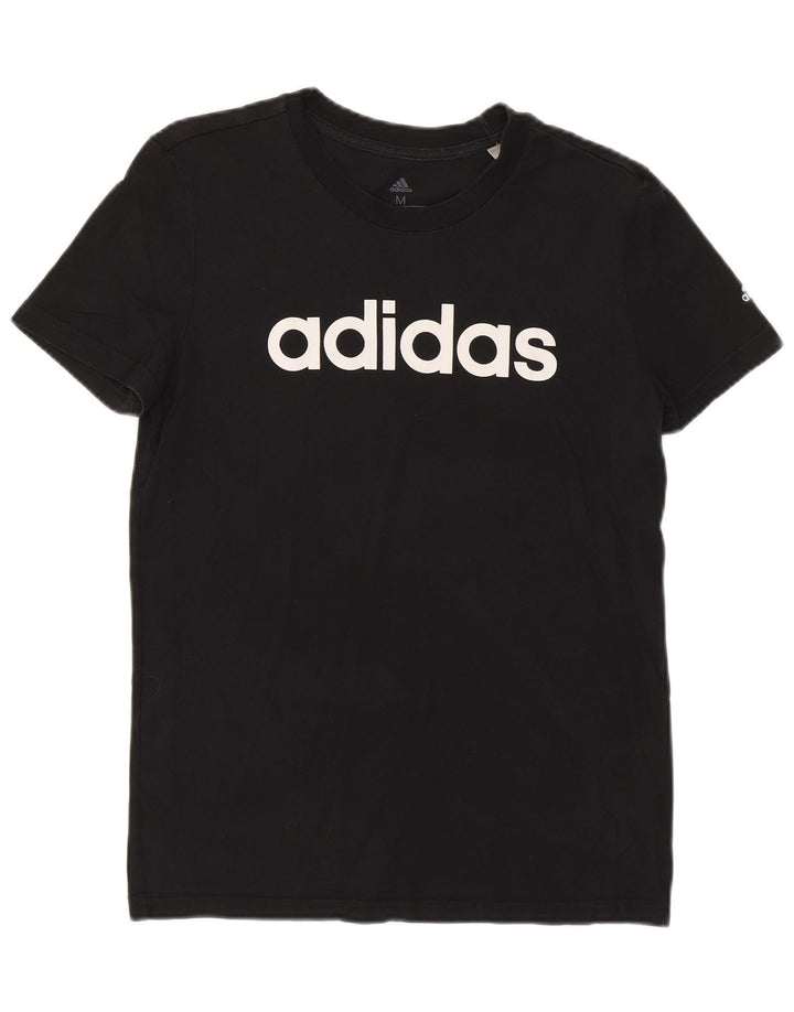 ADIDAS Womens Graphic T-Shirt Top UK 12/14 Medium Black Cotton
