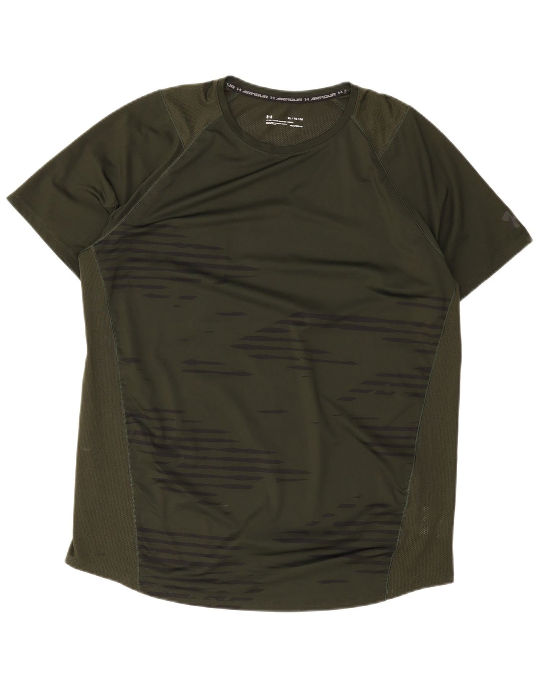 Under Armour Mens Fitted T-Shirt Top XL Green Striped Polyester
