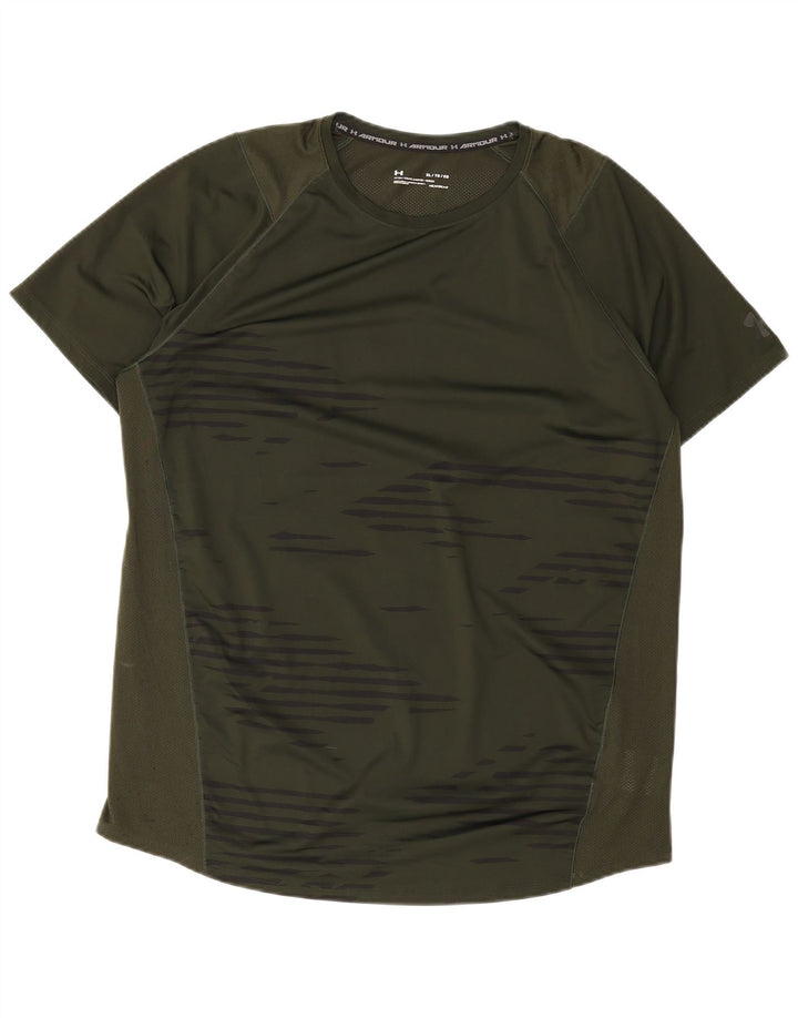 Under Armour Mens Fitted T-Shirt Top XL Green Striped Polyester
