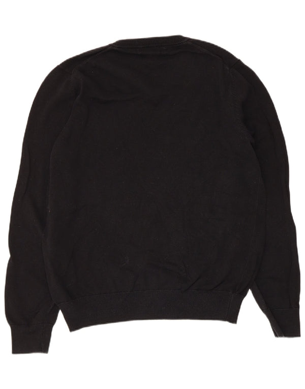 Marks & Spencer Mens V-Neck Jumper Sweater Medium Black Cotton