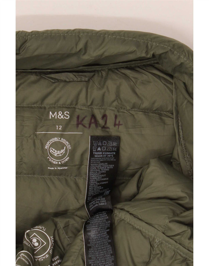 Marks & Spencer Womens Padded Jacket UK 12 Medium Green Polyamide