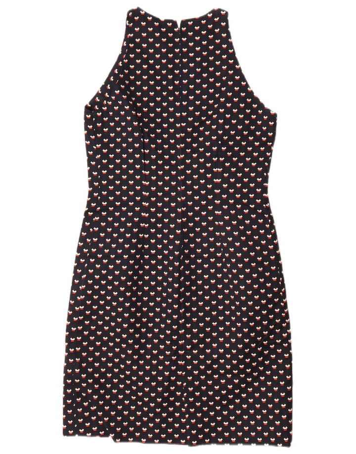 VINTAGE Womens 3 Button 2 Piece Set UK 12 Medium Navy Blue Spotted