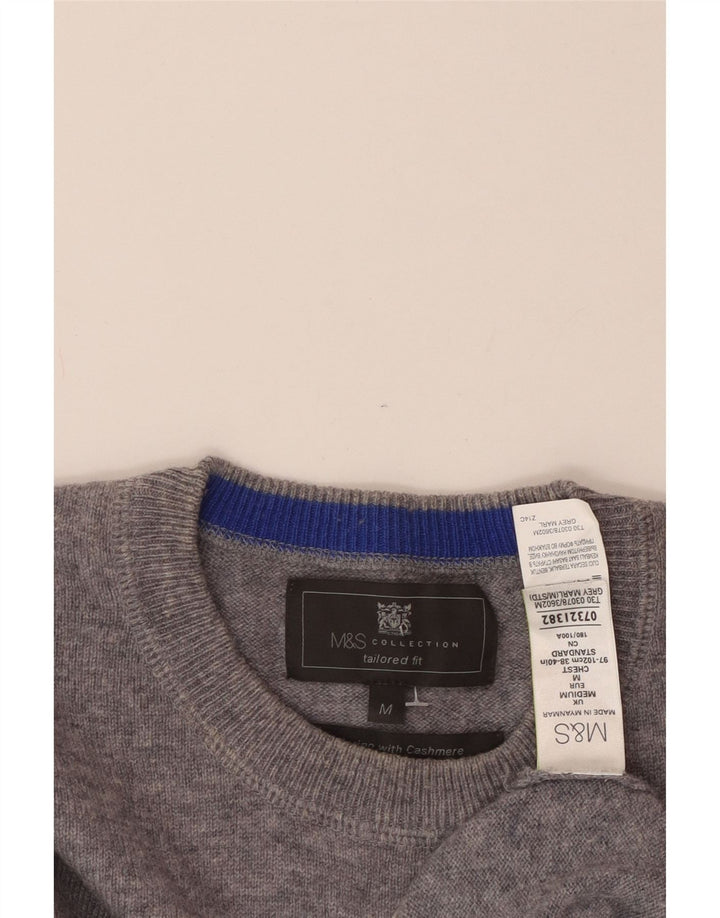 MARKS & SPENCER Mens Tailored Fit Crew Neck Jumper Sweater Medium Grey