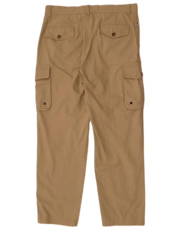 Fila Mens Straight Cargo Trousers W36 L30 Beige Cotton