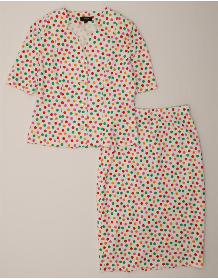 Liola Womens 4 Button 2 Piece Skirt Set IT 46 Large W28 White Polka Dot