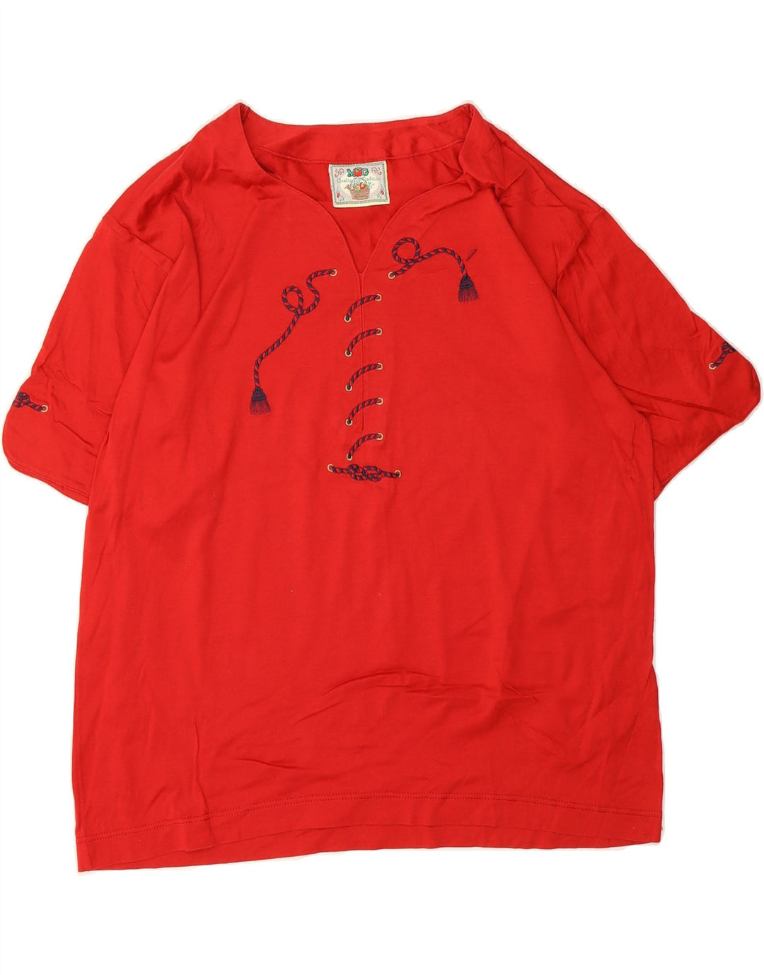 VINTAGE Womens Blouse Top IT 46 Large Red Cotton Vintage Vintage and Second-Hand Vintage from Messina Hembry 