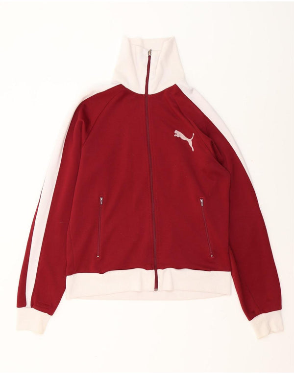 Puma Womens Graphic Tracksuit Top Jacket UK 16 Large Red Colourblock