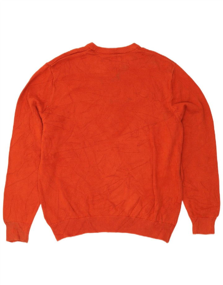 Chaps Mens Crew Neck Jumper Sweater XL Orange Cotton