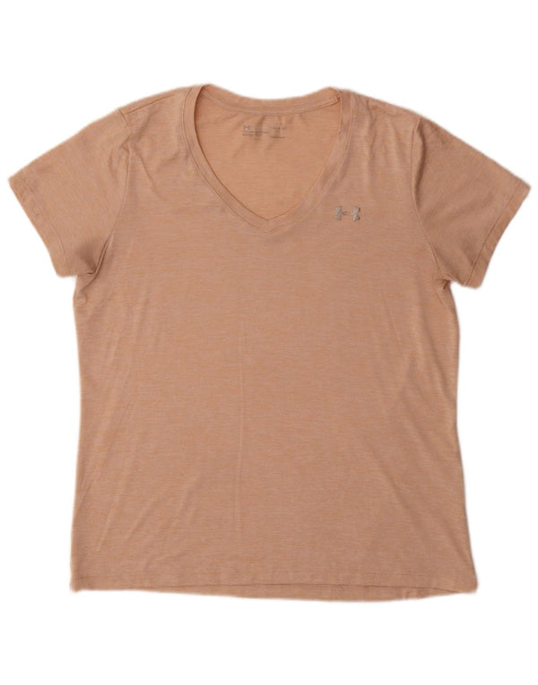 Under Armour Womens Heat Gear T-Shirt Top Large Pink Flecked