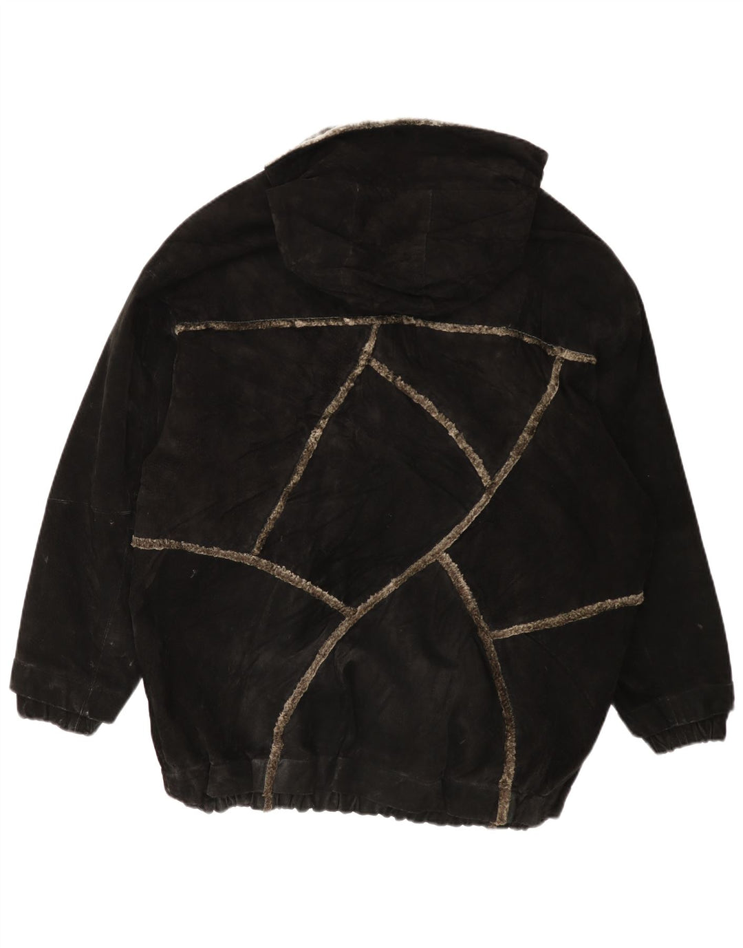 GIORGIO MOBIANI Mens Hooded Suede Jacket UK 44 2XL Black Leather