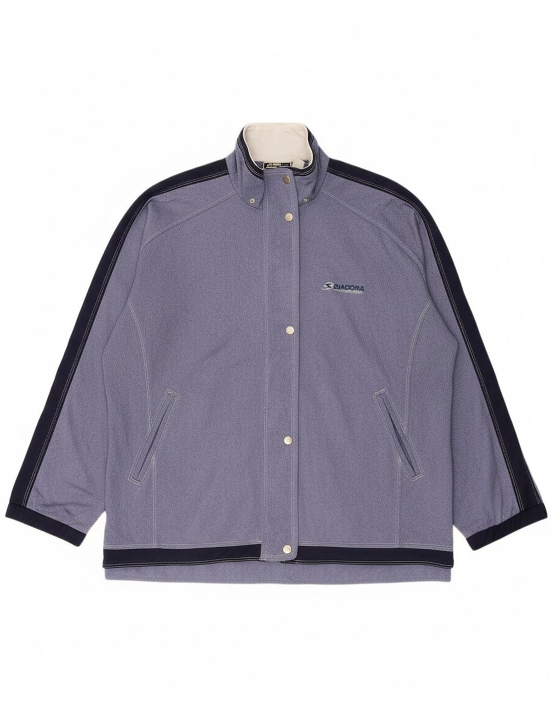 Diadora Womens Oversized Tracksuit Top Jacket UK 18 XL Blue Colourblock